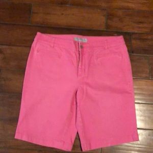 Pink denim shorts